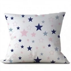 Pink and Navy Blue Stars Fabric Cotton Nikita Loup