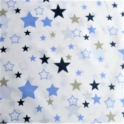 Tessuto di Cotone Stelle Blu e Grigio | Tissus Loup