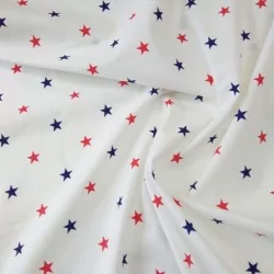 Tissu Coton Étoiles Rouge et Bleu Marine | Tissus Loup