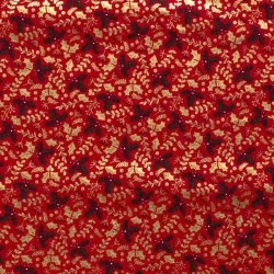 Tecido de Algodão Natal Ramo de Azevinho Fundo Vermelho Tissus Loup