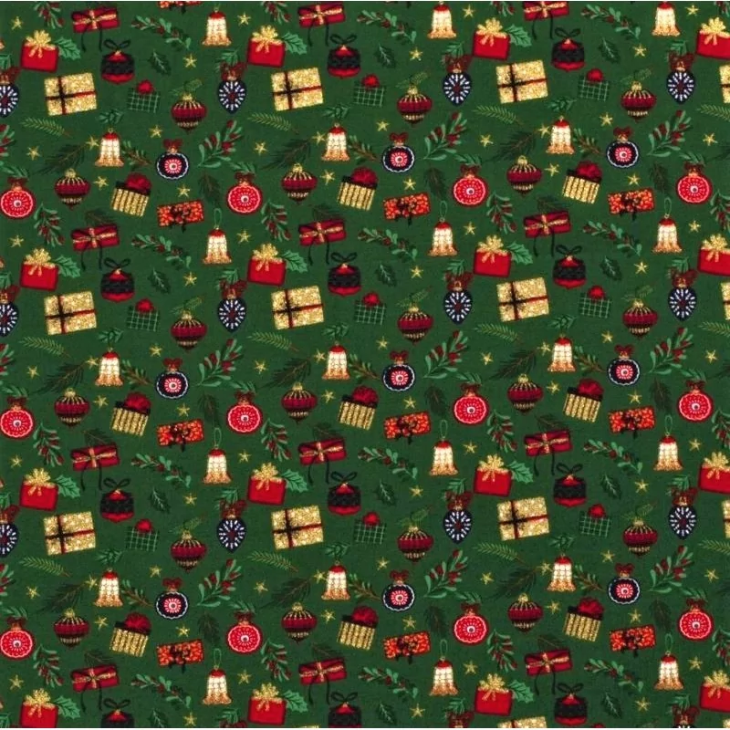 Geschenk au Baumwollstof un Weihnachtskugel | Wolf Stoffe