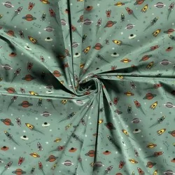Fabric Jersey Spaceship and Planet | Wolf Fabrics