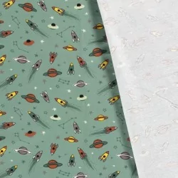 Fabric Jersey Spaceship and Planet | Wolf Fabrics