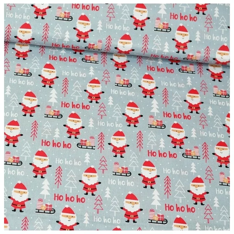 Baumwollstof Weihnachtsmann Rot Ho Ho Ho | Wolf Stoff