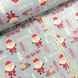 Red Santa Claus  |Ho ho ho Fabric Cotton | Wolf Fabrics