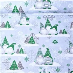 Tela de algodón  Elfo de Navidad Gorros verdes y grises | Telas Lobo
