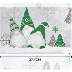 Tissu Coton Lutins de Noël - Bonnets Rouge et Gris | Tissus Loup