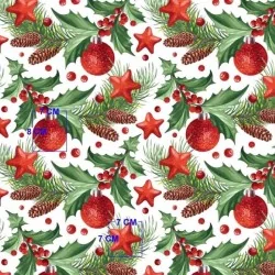 Tessuto di Cotone Palle di Natale e Pigne | Tissus Loup