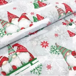Tela Elfos de Navidad Gorros rojos y verdes | Telas Lobo