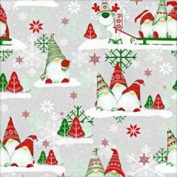 Tela Elfos de Navidad Gorros rojos y verdes | Telas Lobo