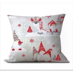 Tecido de Algodão Duendes de Natal Bonés Vermelho e Cinza | Tissus Loup