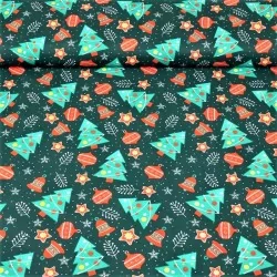Tissu coton sapin et boules de Noël | Tissus Loup | Tissus Loup