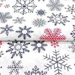 Red and Gray Snowflake Fabric Cotton  |Christmas | Wolf Fabrics