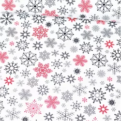 Red and Gray Snowflake Fabric Cotton  |Christmas | Wolf Fabrics