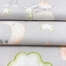Baumwollstoff Hase und Mond | Wolf Stoffe