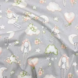 Tissu en coton Lapin et la Lune | Tissus Loup