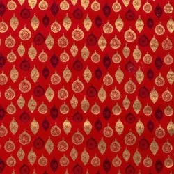 Baumwollstoff Goldene Weihnachtskugeln Deko Roter Hintergrund | Wolf Stoffe
