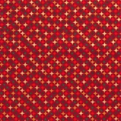 Tela Algodón de estrellas doradas de Navidad Fondo Rojo | Telas Lobo