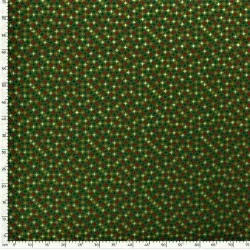 Stof Katoen Kerstmis Gouden Sterren Groene Achtergrond | Wolf Stoffen