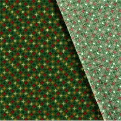 Tecido de Algodão Estrelas Douradas de Natal Fundo Verde | Tissus Loup