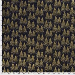 Tessuto di Cotone Abete Dorato Blu Marino | Tissus Loup