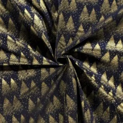 Tessuto di Cotone Abete Dorato Blu Marino | Tissus Loup