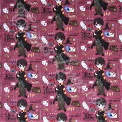 Tela Harry Potter fondo burdeos