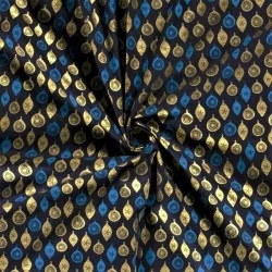 Baumwollstoff Goldene Weihnachtskugeln Deko marineblauer Hintergrund | Wolf Stoffe