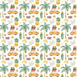 Tele de algodón tropical de vacaciones | Telas Lobo