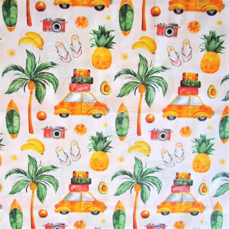 Tessuto di Cotone Vacanze Tropicali | Tissus Loup