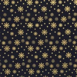 Fabric Gold snowflake navy blue background 2