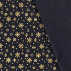 Tela Algodón Copos de Nieve doros Fondo azul marino | Telas Lobo