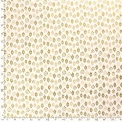 Tissu Coton boules de Noël dorées Déco Fond blanc | Tissus Loup