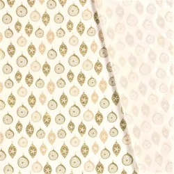 Fabric Cotton golden Christmas baubles Deco white Background | Wolf Fabrics