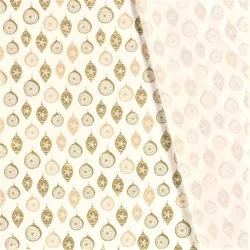Tissu Coton boules de Noël dorées Déco Fond blanc | Tissus Loup