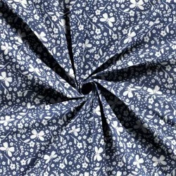 Tissu Jean stretch imprimé bleu clair papillons et fleurs | Tissus Loup