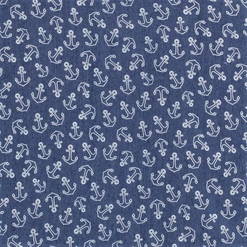 hellblaue Stretch-Jeansstoff Anker | Wolf Stoffe