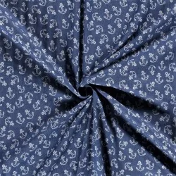 lichtblauwe stretch jeanstof ankers | Wolf Stoffen