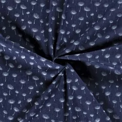Tissu Jean stretch bleu foncé imprimé pissenlits | Tissus Loup