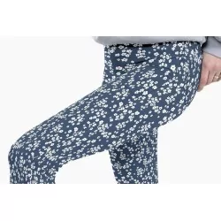 Tessuto Jean stretch blu scuro con piccoli fiori bianchi stampati | Tissus Loup