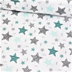 Fabric turquoise and grey stars fancy