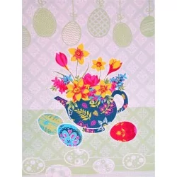 Tea towel Easter Teapot| Wolf Fabrics