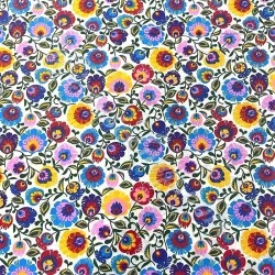 Fabric Cotton Folkloric Flowers  White Background | Wolf Fabrics