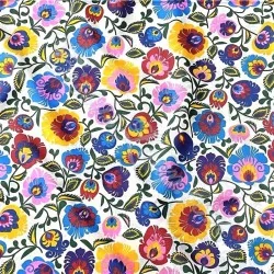 Stof Folklore bloemen witte achtergrond