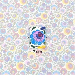 Fabric Cotton Folkloric Flowers  White Background | Wolf Fabrics