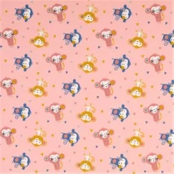 Jersey Fabric Little Monkey Pink background