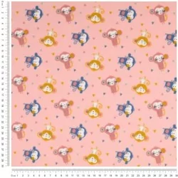 Jersey Stoff Kleiner Affe Rosa Hintergrund Bio-Baumwolle | Wolf Stoffe