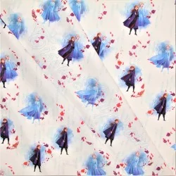 Fabric Frozen  Anna and Elsa  Disney White background | Wolf Fabrics