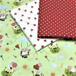 Fabric Cotton White Little Dots 4mm Red Background | Wolf Fabrics