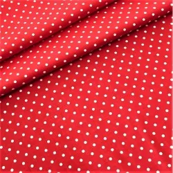 Tissu Pois Blanc 4mm Fond Rouge